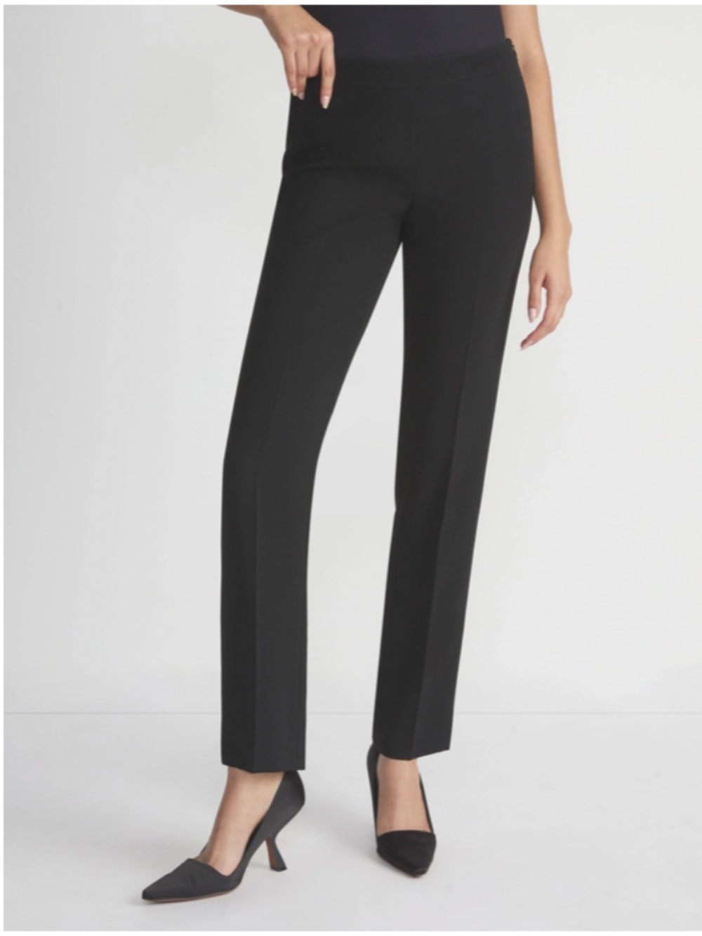 Lafayette 148 size 14 Bleecker Finesse Crepe Pants black straight leg high rise